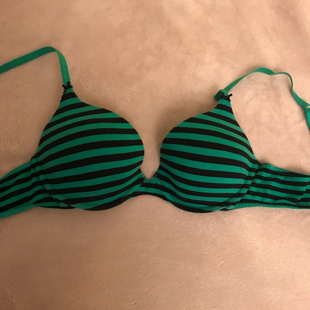 Victoria’s Secret green and black push-up bra